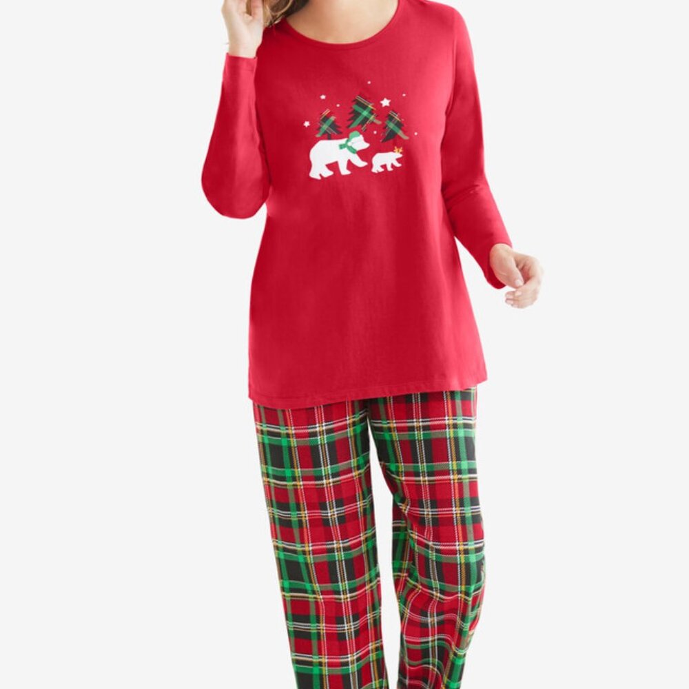 Long Sleeve Knit PJ Set  Classic Red Plaid